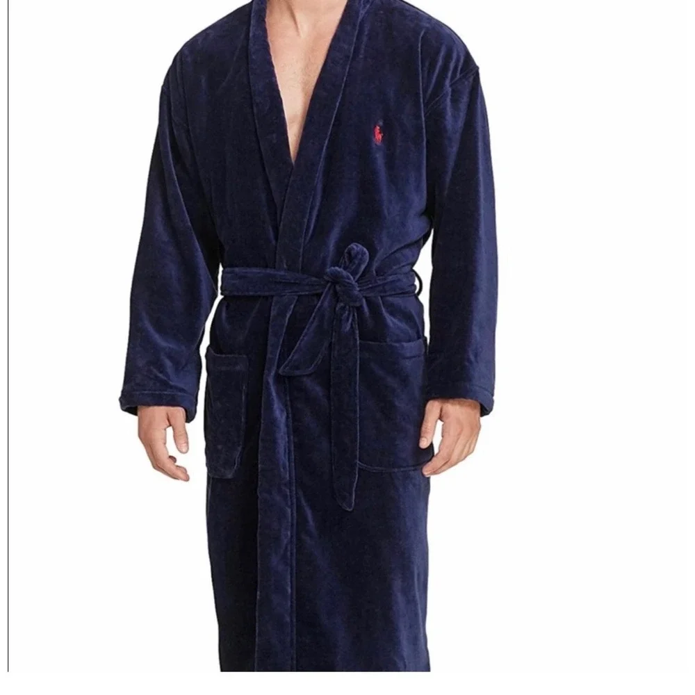 Polo Ralph Lauren‎ Men's Sleepwear Soft Cotton Kimono Velour Robe Large/XL